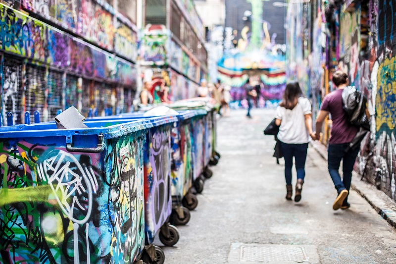 One of the many laneways famous for graffiti in Melbourne